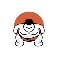 cute mascot sumo logo design template vector