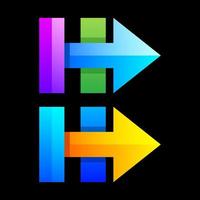 colorful letter H arrows  gradient logo design vector