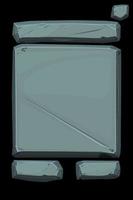 Stone banner panel, old gray user interface. Vector illustration of an empty template with buttons.