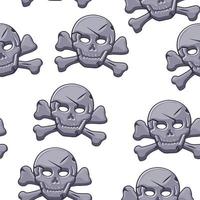 Pirate skull seamless pattern, stone black mark. Vector illustration of a textured background of a skull with bones.