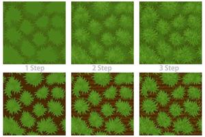 Seamless grass pattern, drawing step by step wallpaper texture. Vector illustration