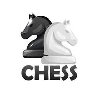 LOGO CHESS GAME and Knights chess figures for chess strategy board game vector