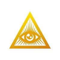 el ojo que todo lo ve. pirámide dorada y ojo que todo lo ve, símbolo masónico de la masonería vector
