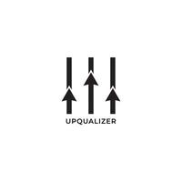 Upqualizer logo design template isolated on white background. up arrow blend with equalizer design concept. Suitable for Business management, Professional Development, Team Support and other vector