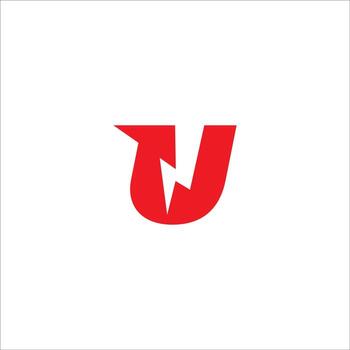 Letter U Initial Logo Design Template Isolated On White Background. Alphabet with Thunder Shape and Up Arrow Logo Concept. Hot Red Color Theme. vector