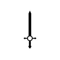 An isolated sword icon on a white background. Fantasy Warrior ancient weapons design silhouette. Logo Vector illustration. Hand-Drawn Daggers and Knives. EPS File Project 10