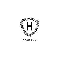 plantilla de diseño de logotipo alfabético de letra h. concepto de logotipo de la compañía de seguros aislado sobre fondo blanco. ilustración de signo de escudo geométrico. vector