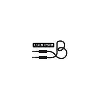 an isolated cable jack audio logo concept. Letter B uppercase alphabet logo design template. Black and white vector