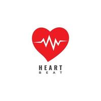 Heart Beat logo design template isolated on white background. Red Heart with pulse signal logo concept. vector