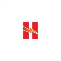 Letter H Initial Logo Design Template.  Alphabet with thunderbolt icon logo concept. Red and Orange Gradation Color Theme.  Isolated On White Background. vector