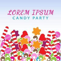 Colorful sweet candies with blank space vector illustration. Background design template.  Suitable for social media post, banner, greeting card or print media promotion