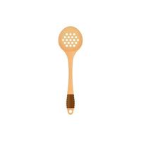 Rounded wooden spatula vector illustration isoalted on white background. Suitable for Realistic 3d Mockup. Natural Wood Material tool for cooking and BBQ.