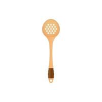 Rounded wooden spatula vector illustration isoalted on white background. Suitable for Realistic 3d Mockup. Natural Wood Material tool for cooking and BBQ.