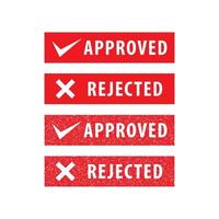 Set of Approved and Rejected Stamp vector illustration isolated on white background. Sign, label, red color