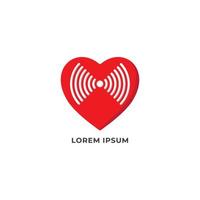 Vibration of love vector illustration. Heart icon with signal wave design concept. Pictogram logo design template isolated on white background