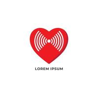 Vibration of love vector illustration. Heart icon with signal wave design concept. Pictogram logo design template isolated on white background