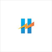 Letter H Initial Logo Design Template Isolated On White Background. Alphabet with thunderbolt icon logo concept. Blue, Yellow Orange Gradation Color Theme. vector