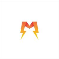 Letter M Initial Logo Design Template. Alphabet Thunder Logo Concept. Yellow Orange Gradation Color Theme. Isolated On White Background vector