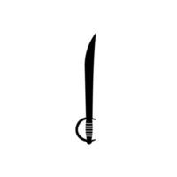 An isolated sword on white background. Pirates and Executioner sword ancient weapon design silhouette. Vector illustration, Simple Icon Handdrawn. EPS 10 File Project