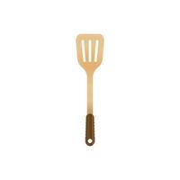 Spatula utensil, wooden tool for cooking and BBQ. Realistic vector illustration isoalted on white background. Suitable for 3d Realistic Mockup.