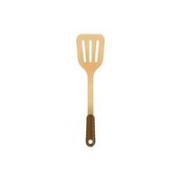 Spatula utensil, wooden tool for cooking and BBQ. Realistic vector illustration isoalted on white background. Suitable for 3d Realistic Mockup.