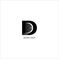 plantilla de diseño de logotipo de puerta redondeada negra. una silueta de puerta abierta en el concepto de diseño del logotipo del alfabeto letra d. aislado sobre fondo blanco. estilo de diseño de logotipo mínimo, simple y limpio. vector