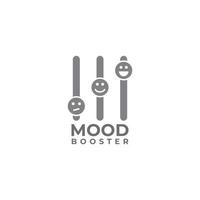 Mood Booster logo design template. Emoticon in equalizer logo concept. Isolated on white background. Gray color theme vector