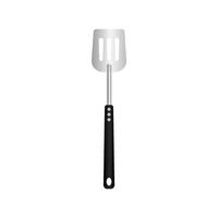 Flippers Spatula vector illustration isoalted on white background. Metal tool for cooking with long heat resistant handle. Suitable for 3d Realistic Mockup.