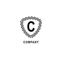 Letter C alphabetic logo deisgn template. Insurance company logo concept isolated on white background. Geometric shield sign illustration. vector