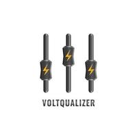 Voltqualizer logo design template. Thunder and equalizer logo concept. Describe the power or energy controller. Isolated on white background vector