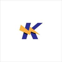 Letter K Initial Logo Design Template Isolated On White Background. Alphabet with Lightning shape logo concept. Dark Blue, Yellow Orange Color Theme. vector