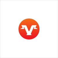 Letter V Initial Logo Design Template. Alphabet with Thunder Shape Logo Concept. Red Orange Gradation Color Theme. Isolated On White Background vector