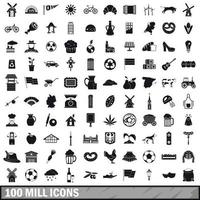 100 mill icons set, simple style vector