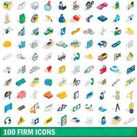 100 iconos firmes establecidos, estilo 3d isométrico vector