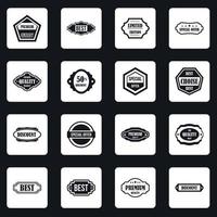 Golden labels icons set squares vector