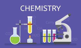 fondo del concepto de química, estilo plano vector