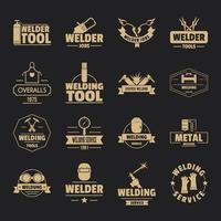 Welding logo icons set, simple style vector