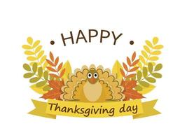 Happy thanksgiving day concept background, flat style vector