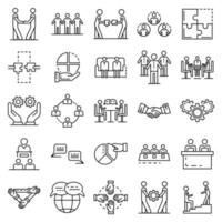 Cohesion icon set, outline style vector