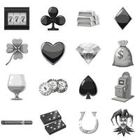 Casino icons set monochrome vector