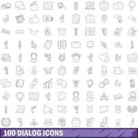100 dialog icons set, outline style vector