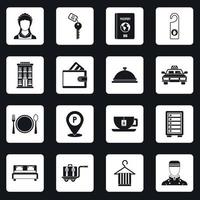 Hotel icons set squares vector