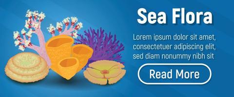 banner de concepto de flora marina, estilo isométrico vector