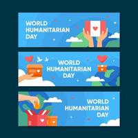 conjunto de colección de banners del día mundial humanitario vector