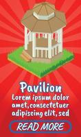 Pavilion concept banner, comics isometric style vector