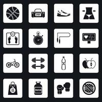 Healthy life icons set squares vector