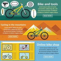 Bicycle tools banner horizontal set, flat style vector