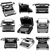 Typewriter icon set, simple style vector