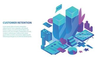 Customer retention concept background, isometric style vector