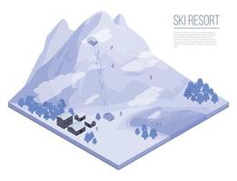 Ski resort concept background, isometric style vector